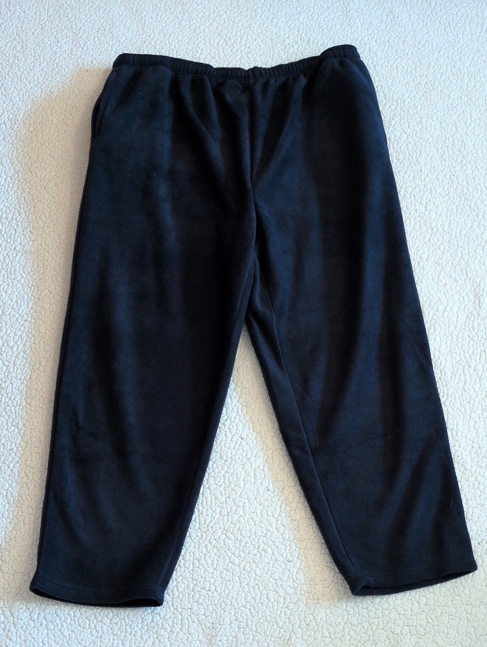 King Size Fleece Relaxed Fit Elastic Tie Waist Straight Leg Pants Loungewear